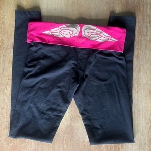 Y2K Victoria Secret fold over yoga pants with Angel wings tramp stamp.